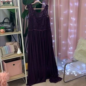 Long Bridesmaid Dress with Lace Bodice